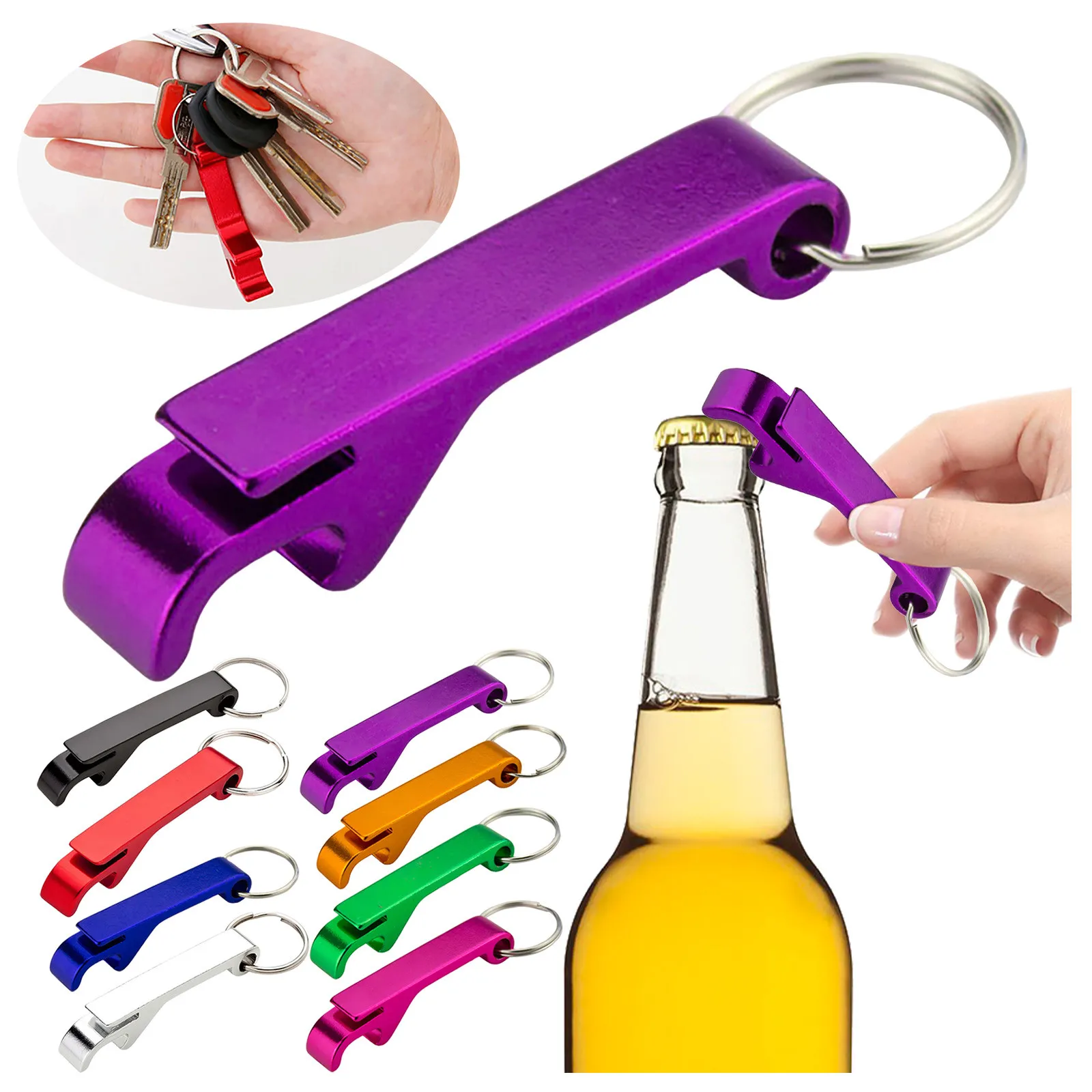 

10Pc Portable Beer Bottle Opener Keychain 4 In 1 Pocket Aluminum Beer Bottle Can Opener Wedding Party Kitchen Accessories D4