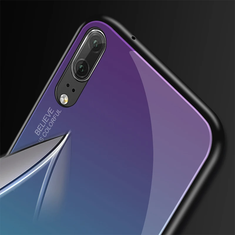 Градиентные чехлы с закаленным стеклом для huawei Honor 9 10 20 lite для Honor 9 lite 8X Max 10i 20i 9X PRO Coque глянцевые чехлы на заднюю панель