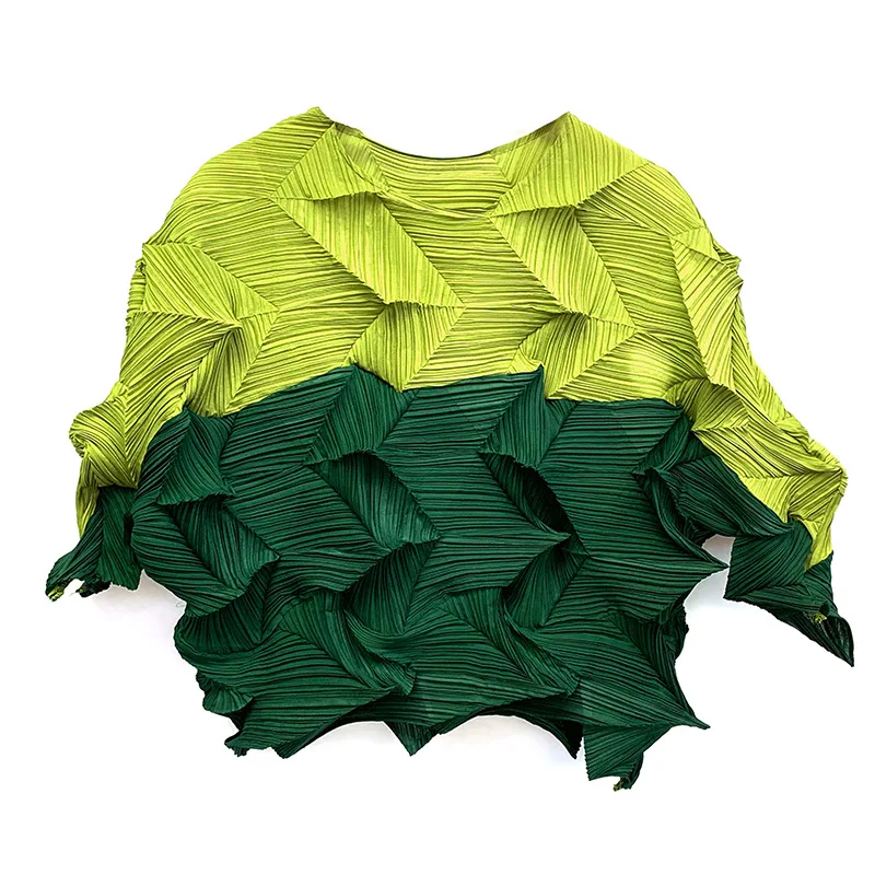 MIYAKE/плиссированный топ со стразами; Новинка года; сезон Ранняя весна; плиссированная футболка; универсальная рубашка большого размера;