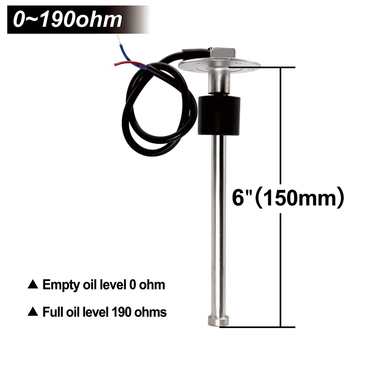 Marine Boat Fuel Level Sensor For 0~190 Ohm With 150 200 225 250 300mm Liquid Water Level Sensor High Precision