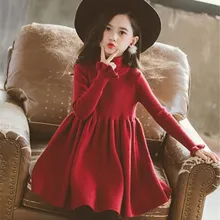 Новинка года; платье для девочек; сезон зима-Весна Детские платья для девочек модное вязаное платье принцессы детская одежда vestidos От 3 до 14 лет