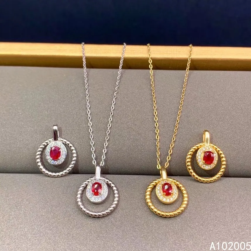 

KJJEAXCMY Fine Jewelry 925 Sterling Silver inlaid Natural ruby Female Miss Girl Woman new Pendant Necklace exquisite