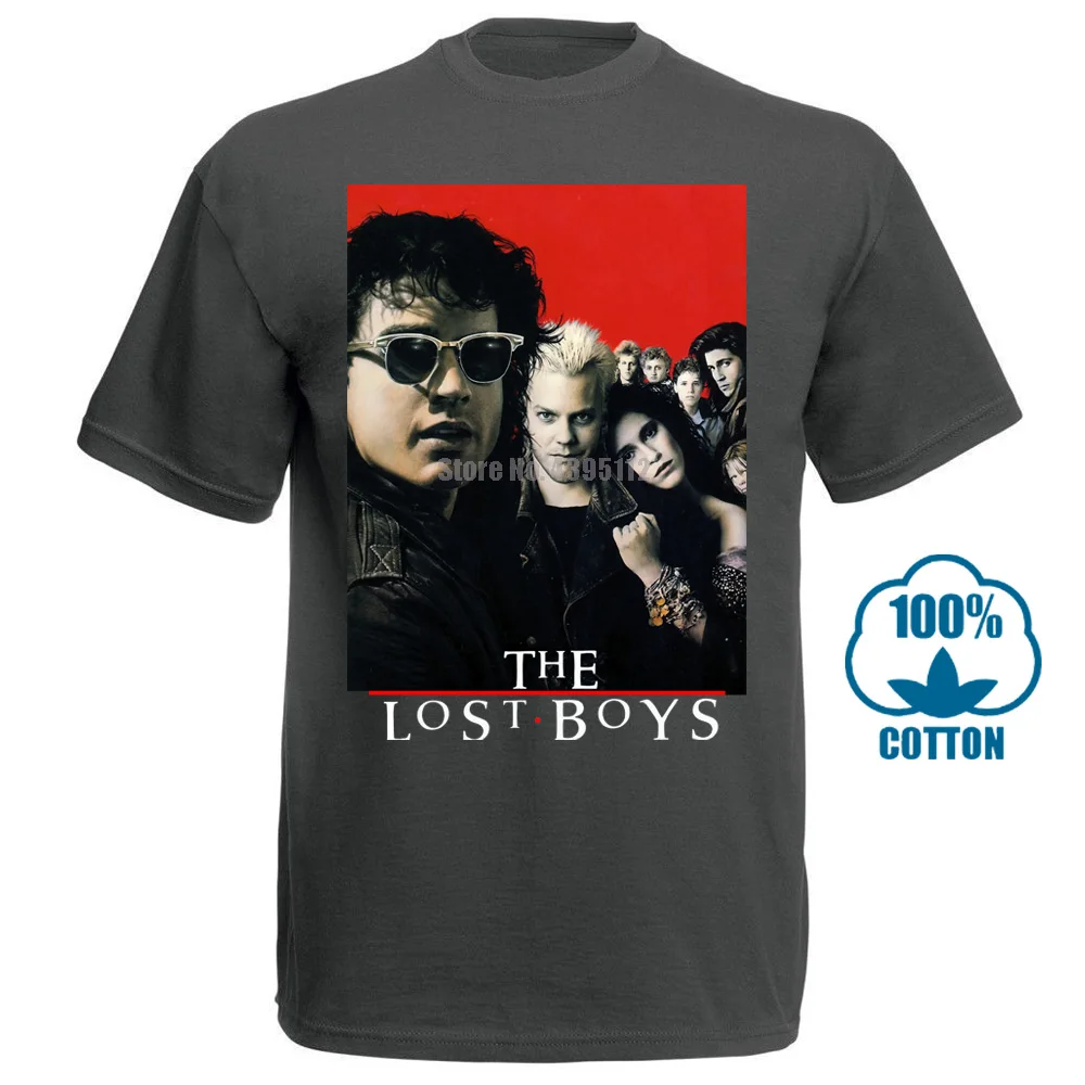 Мужская черная футболка в винтажном стиле с принтом из фильма ужасов «The Lost Boys 80 S», новая одежда из США - Цвет: Charcoal