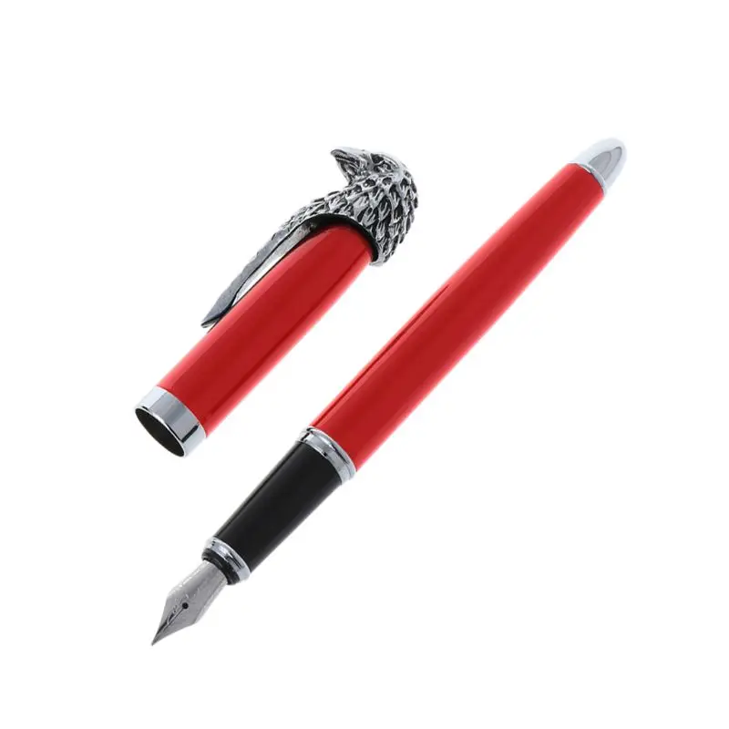 Eagle Head Owl Clip Fountain Pen Delicate Medium Nib 0.7mm Signature Pens Business Office School Supplies Collection Gift - Цвет: R
