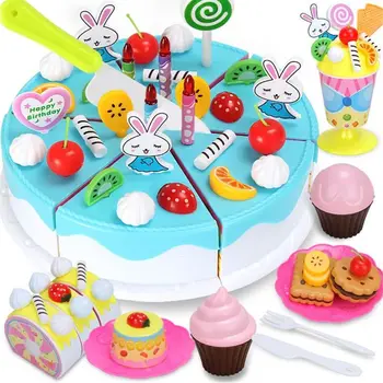 

87 Pcs Girls Birthday Cake Set DIY Pretend Play Miniature Cookies Food 094F