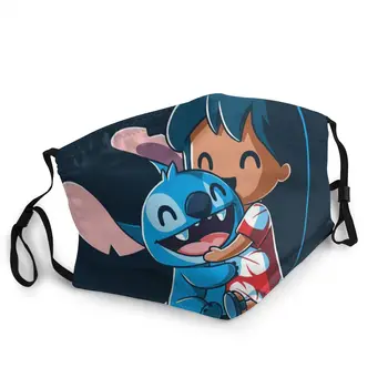 

Anti Dust Mask Face Mouth Cover, Lilo Hug Stitch Windproof Bacteria Proof Flu Face Masks Reusable