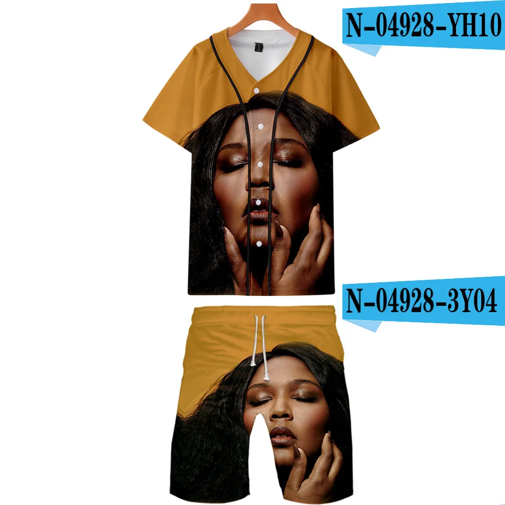 LIZZO Мужская гавайская рубашка 3D принт майки для баскетбола+ шорты набор лето хип хоп костюмы рубашка Homme мужские наборы плюс размер - Цвет: one
