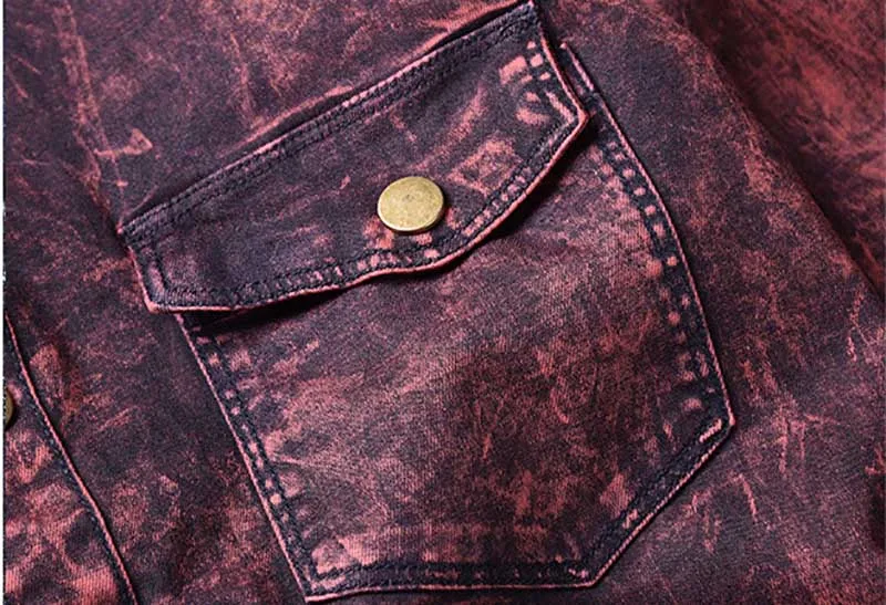 KIOVNP Men Tie Dye Cotton Shirts Turn Down Collar Casual Jeans Shirts For Male Fashion Designer  (10)