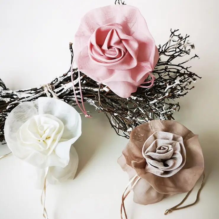 

Free Shipping 12PCS 12.5*18.5cm Silk Flower Gift Bags Jewelry Bags Drawstring Pouches Wedding Favors Candy Gift Bags