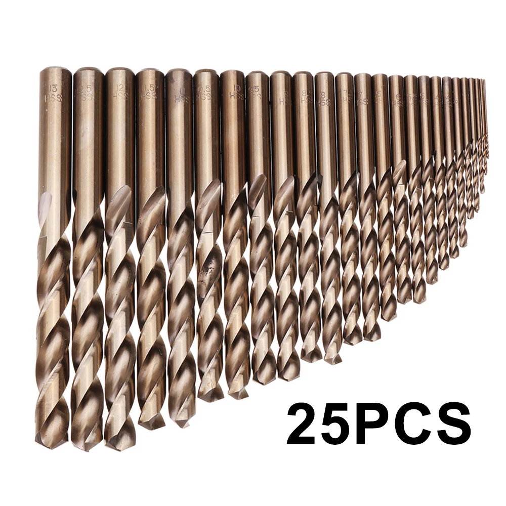 

25pcs 1-13mm HSS Cobalt Drill Bits Hole Opener For Metal Woodworking Steel Tool