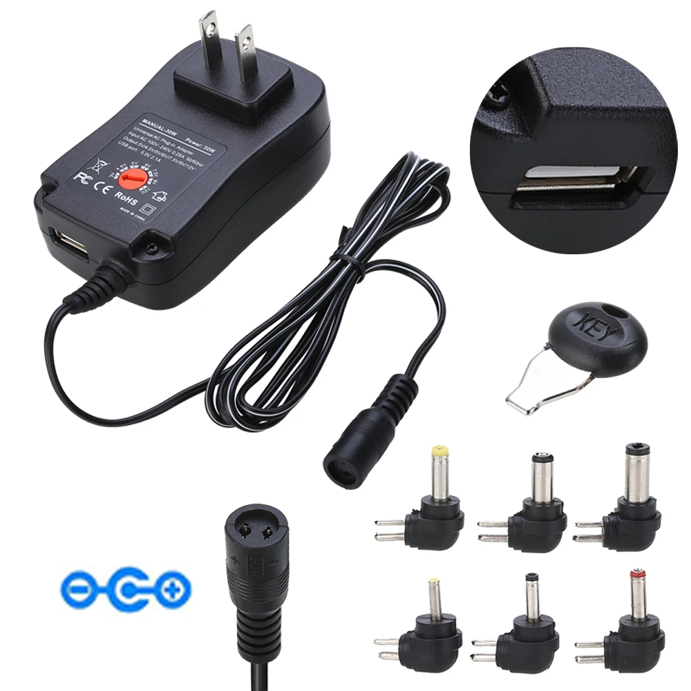 3V-12V Adjustable Multi-Voltage AC/DC Switching Power Supply Adapter Charger UK 