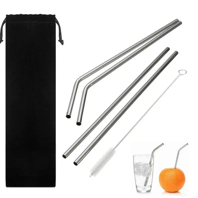 

Big deal Drinking Straws Reusable Stainless Steel Straws Set of 5, 2pcs 10.5 inch Bendy Straws+ 2pcs 10.5 inch Straight Straws+1