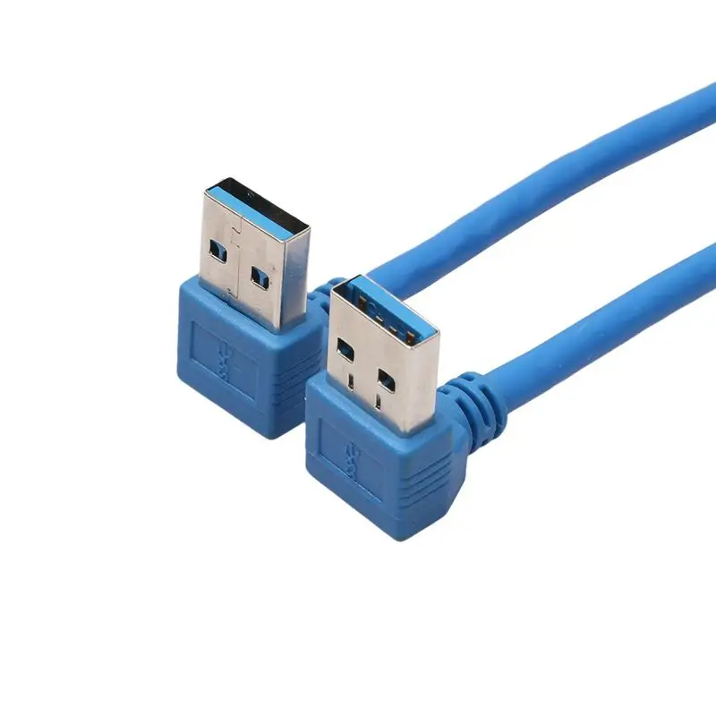 AAAE Top-Male-Female USB 3,0 удлинитель, вверх и вниз угол-синий(упаковка из 2), 20 см