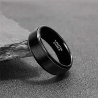 Tigrade 6/8mm Tungsten Carbide Ring Men Black Brushed Fashion Male Wedding Rings Vintage Engagement Band for Couple Unisex Band 2