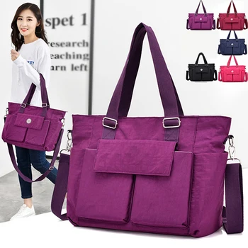 

Fashion Women Nylon Shoulder Large Capacity Messenger Bag Female Casual Cross Body Bag Multi Pockets Handbag