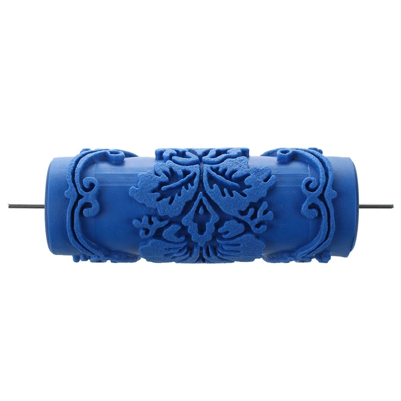 1Pcs DIY Tree Pattern Paint Roller for Wall Decoration& 1Pcs Paint Roller for Machine Designs Flowers- Blue 15 Cm
