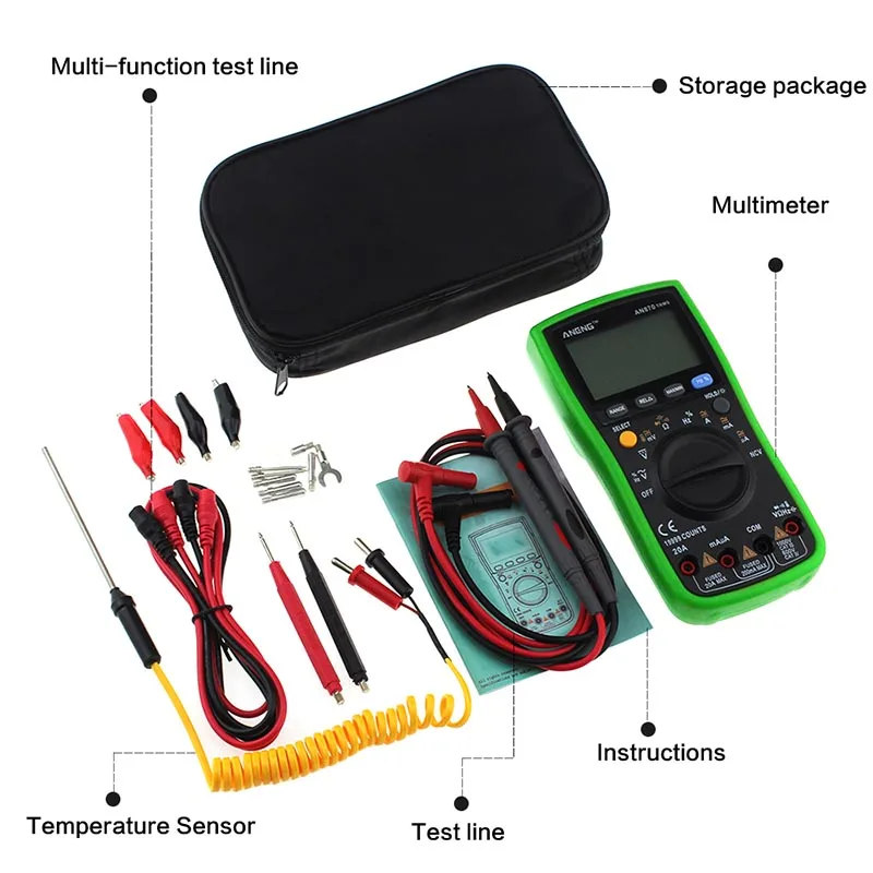 ANENG AN870 NCV Цифровой мультиметр 19999 отсчетов Автоматический диапазон Омметр AC/DC измеритель напряжения профессиональный измеритель емкости HR