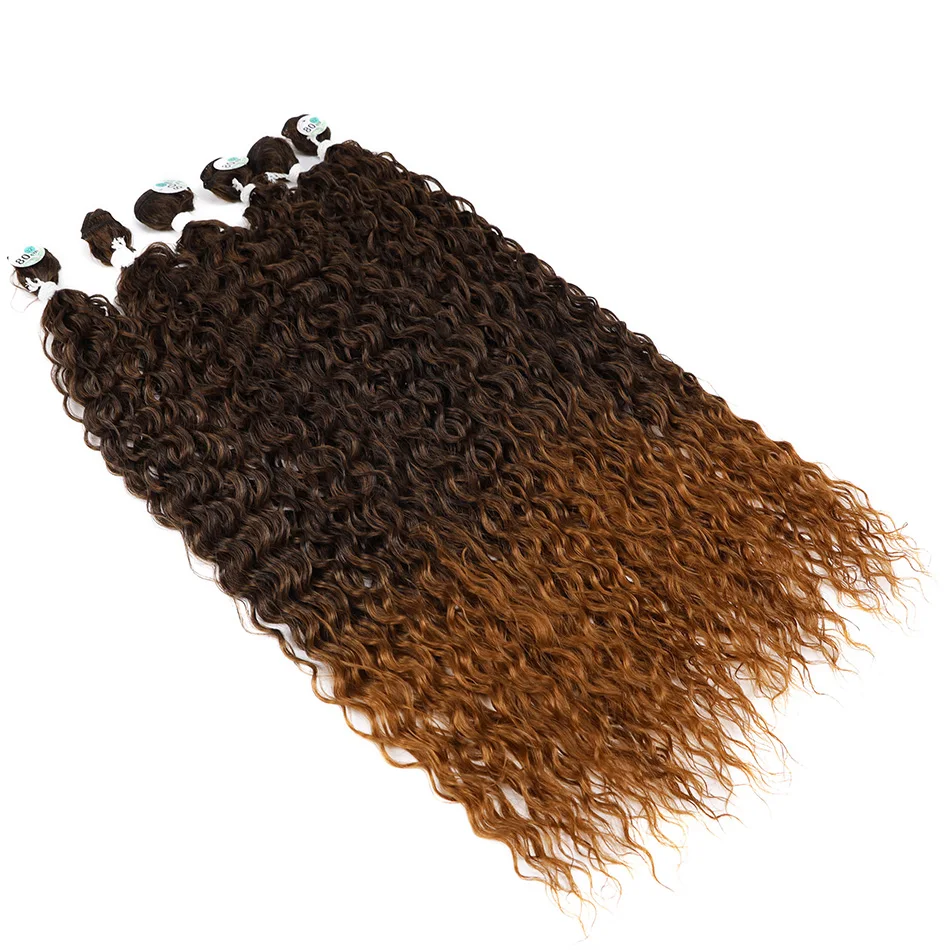 Pacotes de Onda de Água Tecelagem para Trança Afro Cachos Kinky Curly Cabelo Sintética Extensões Preto Marrom 100g - 3pcs Ins Tendências Anjo Mais 18 High Quality Apliques e perucas