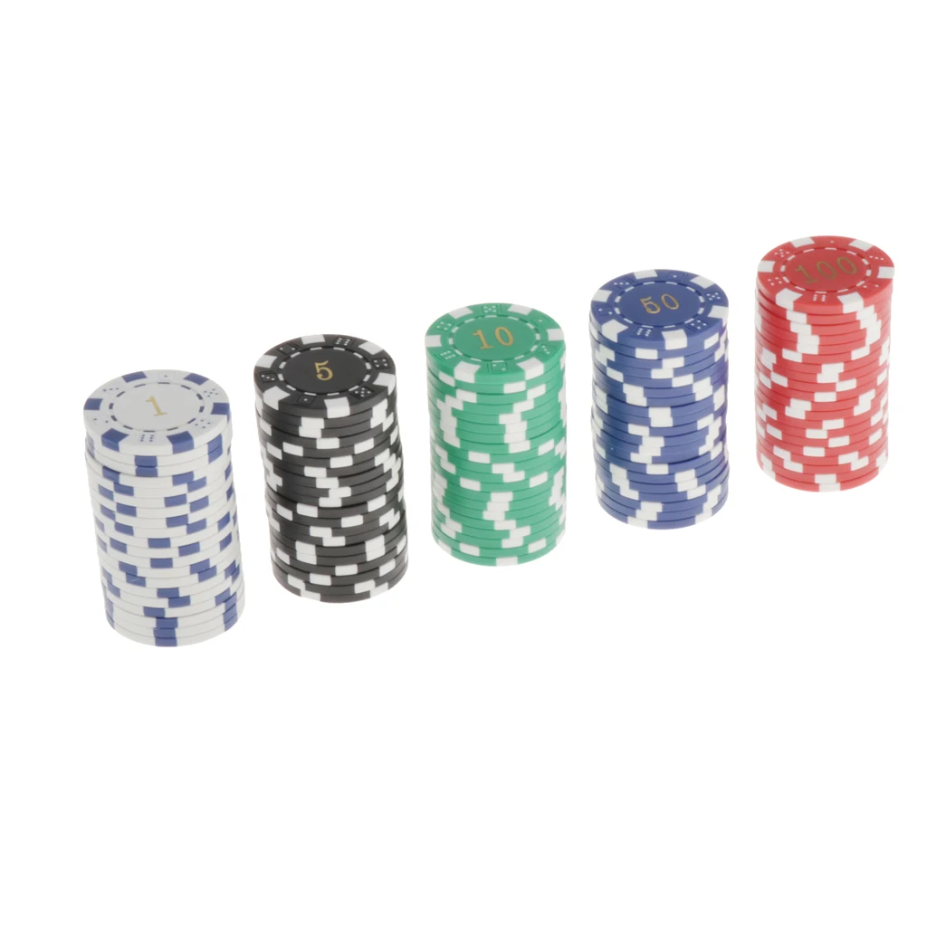 Casino Style 100 Pieces Clay Poker Chip Set Texas Hold'em Poker Casino Game Chips Set