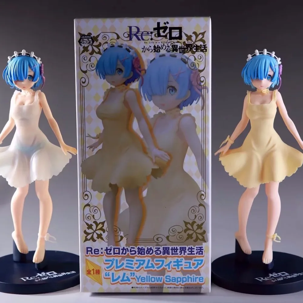 

Anime Re:Life in a different world Zero Ram Rem Dress Standing PVC Action Figure Cute Rem Transparent Collectible Model Toys Dol