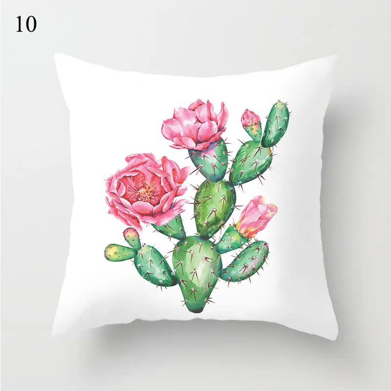 1PC Cactus Floral Print Cushion Cover Polyester Pillow Cases Throw Pillows Sofa Home Decor Pillowcase Decorative Pillow Covers