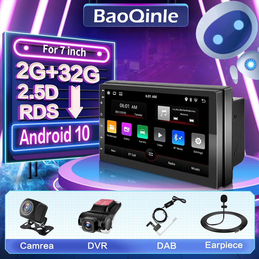 2 din Car Radio Android 10 RAM 2GB Auto radio Multimedia Player for Nissan Hyundai Kia toyata Chevrolet Ford Suzuki Mitsubishi | Автомобили
