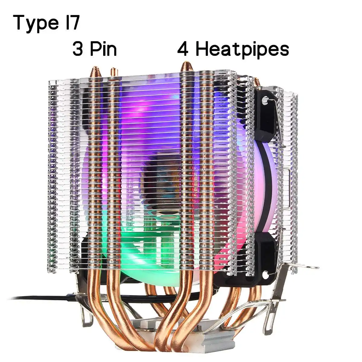Процессор охлаждающий вентилятор радиатора 2/4/6 Медь с тепловым стержнем heat pipe 3/4Pin RGB Вентилятор Кулер для Intel 775/1150/1151/1155/1156/1366 и AMD все платформы
