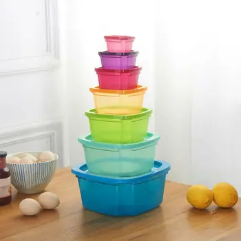 

7 Pieces Sets plastic Lunch Box Portable Bowl Food Container Lunchbox Eco-Friendly Food Storage Box Kitchen Seal Box