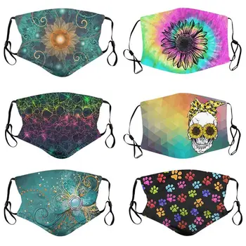 

Skull Flowers Print Face Mask Windbreak Seamless Outdoor Riding Quick-drying Dustproof Keep Mask Mouth Mask mascherine masque Q4