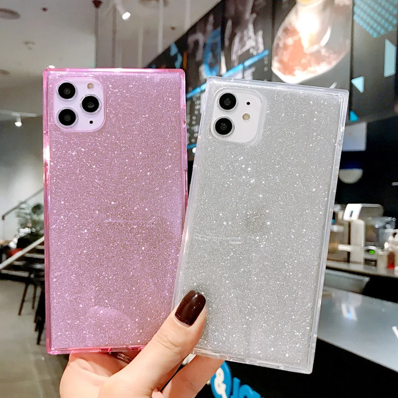 Чехол для телефона с блестками iPhone X XR XS 11 Pro Max квадратный чехол 6 6S 7 8 Plus модные