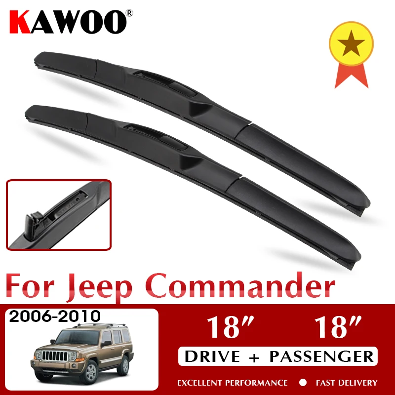 

KAWOO Wiper Car Wiper Blades For Jeep Commander 2006-2010 Windshield Windscreen Front Window Accessories 18"+18" LHD RHD