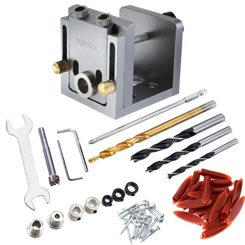 

3 in 1 Woodworking Drill Bits Guide Kit Locator Dowelling Jig for Furniture