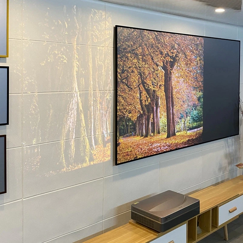 120 Inch Thin Bezel UST Fixed Frame Projection Screen Ambient Light Rejecting ALR Fabric For Xiaomi Ultra Short Throw Projector