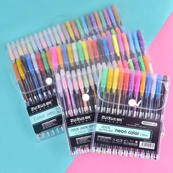 

12/24/48 Color Gel Pen Set Refills Metallic Pastel Neon Glitter Sketch Drawing Color Pen School Stationery Marker for Kids Gifts