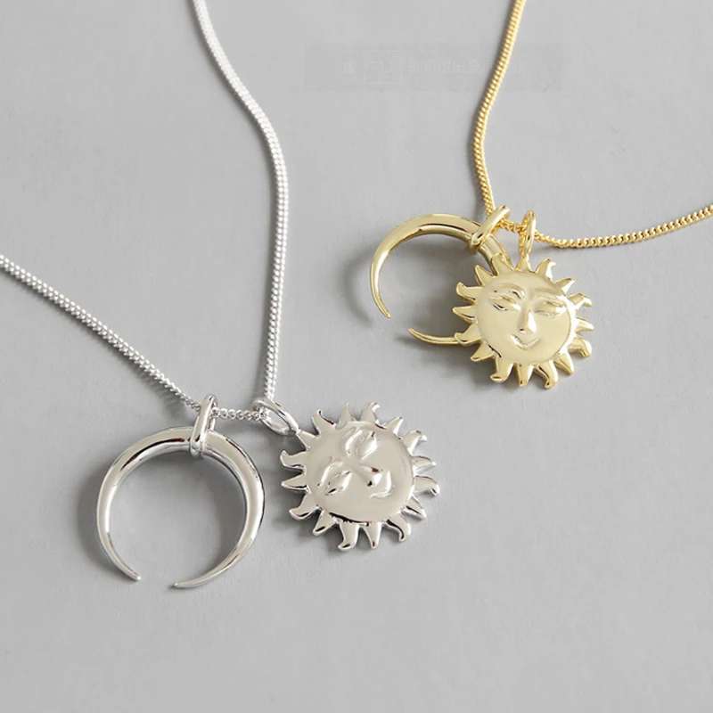 Женское колье с подвеской в виде Солнца и Луны F.I.N.S из стерлингового серебра 925