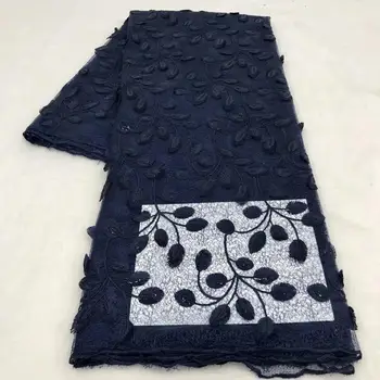 

2020 New French Nigerian Organza sequins net lace African tulle mesh lace fabric high quality for party wedding dress Navy blue