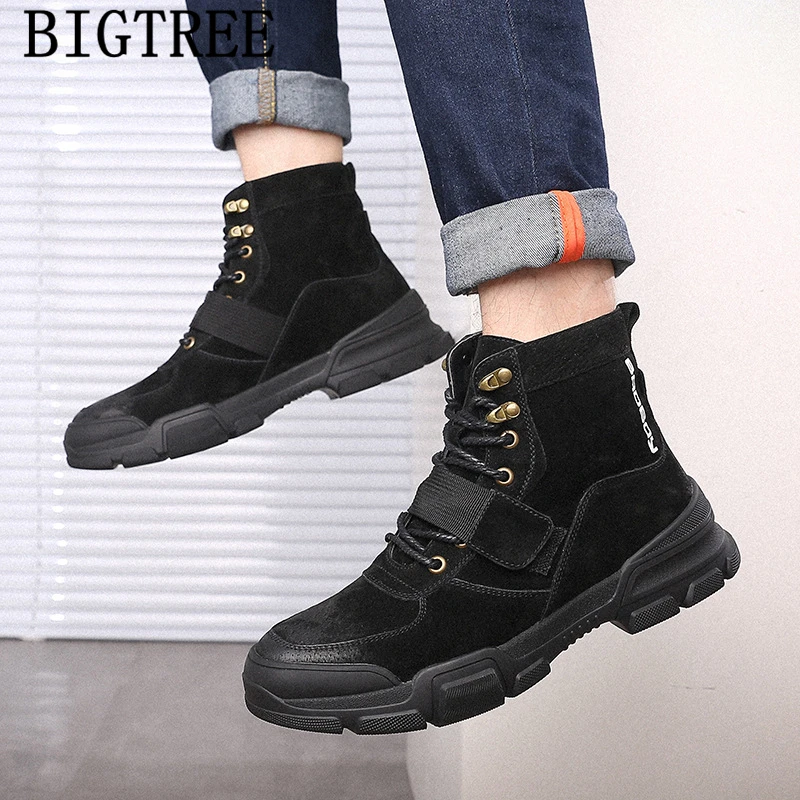 Зимняя обувь Мужские Ботильоны кожаные ботинки Мужская + Sepatu Pria Calzado Hombre Erkek ayakkabi