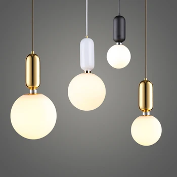 

Modern Pendant Lamp Luxurious Gold Glass Ball Lampshade Hanging Lights Fixtures For Dining Room Bedroom Decoration Lighting