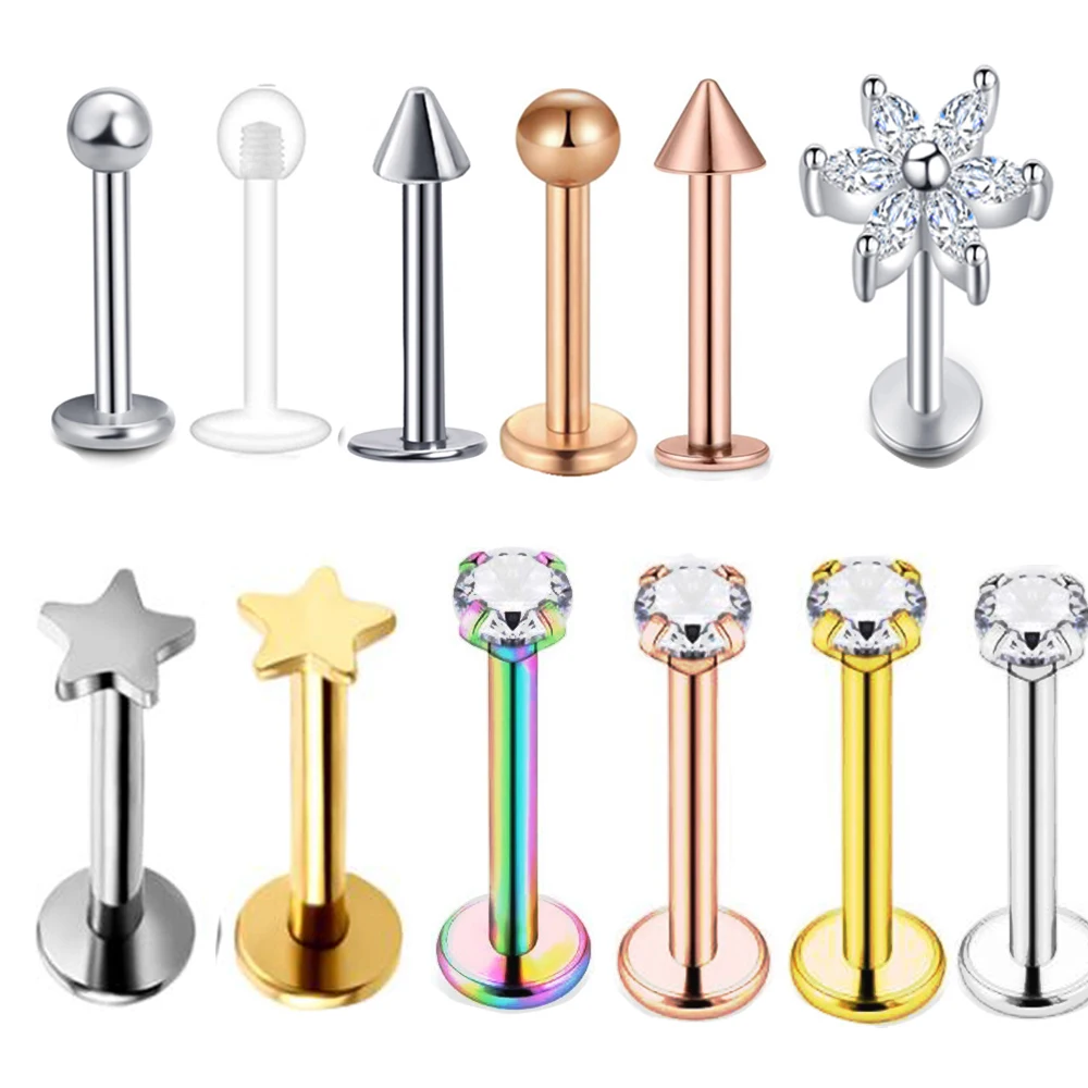 

1Pcs Steel Ear Tragus Cartilage Piercing Crystal Square Conch Lobe Earrings Barbell Piercing Orelha Lip Studs Helix Sexy Jewelry