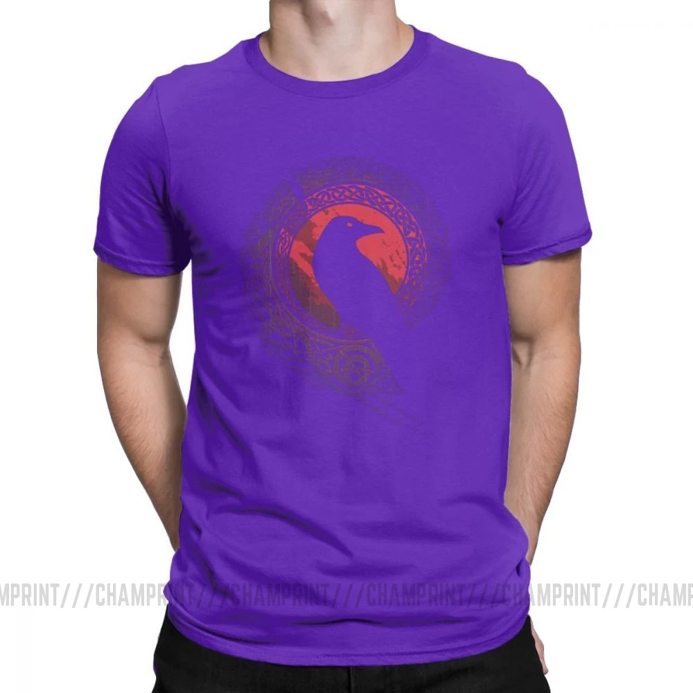 Мужская футболка EDDA Bird Viking Valhalla Odin, модные футболки Odin Valhalla Viking, футболки с коротким рукавом, хлопок, новое поступление - Цвет: Фиолетовый