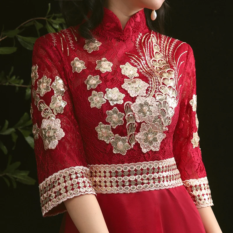 Robe de soiree элегантные бордовые вечерние платья трапециевидной формы платья для выпускного вечера с высоким воротом длиной в Пол три четверти для торжественного случая