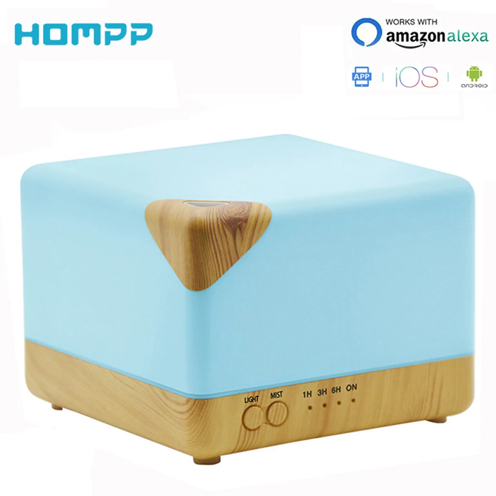 WIFI APP Smart Essential Oil Diffuser,Premium 3In1 Ultrasonic Aromatherapy Oil Vaporizer Humidifier,Timer and Auto-Off 700ml - Цвет: Light Wood