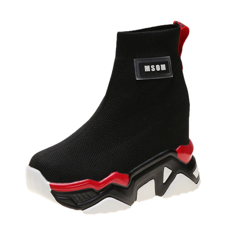 2019 г. осенние женские ботильоны не сужающийся книзу массивный носок кроссовки на
