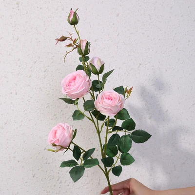 Pink Искусственные цветы в виде красной розы, 6 голов, 90 см, Свадебные вечерние украшения, пион, домашний декор стола в комнате, искусственные цветы - Цвет: Pink