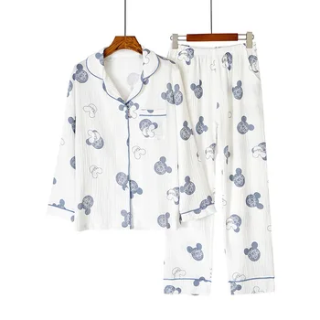 

Comfortable Warm Double-Layer Gauze Long-Sleeved Pajamas Women's Home Service Suit Spring Summer Autumn Pijama Mujer Invierno