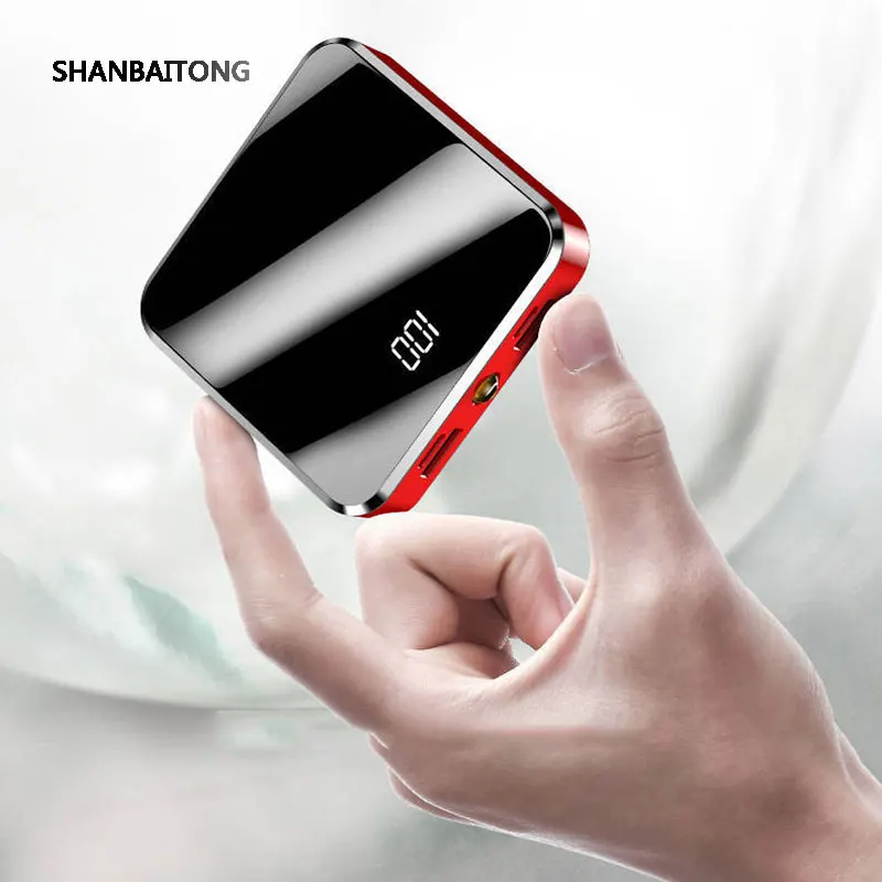 

Hi Tech Hero 5000mAh Power Bank Mirror Digital Display LED Flashlight Portable Charging Powerbank External Battery For Samsung