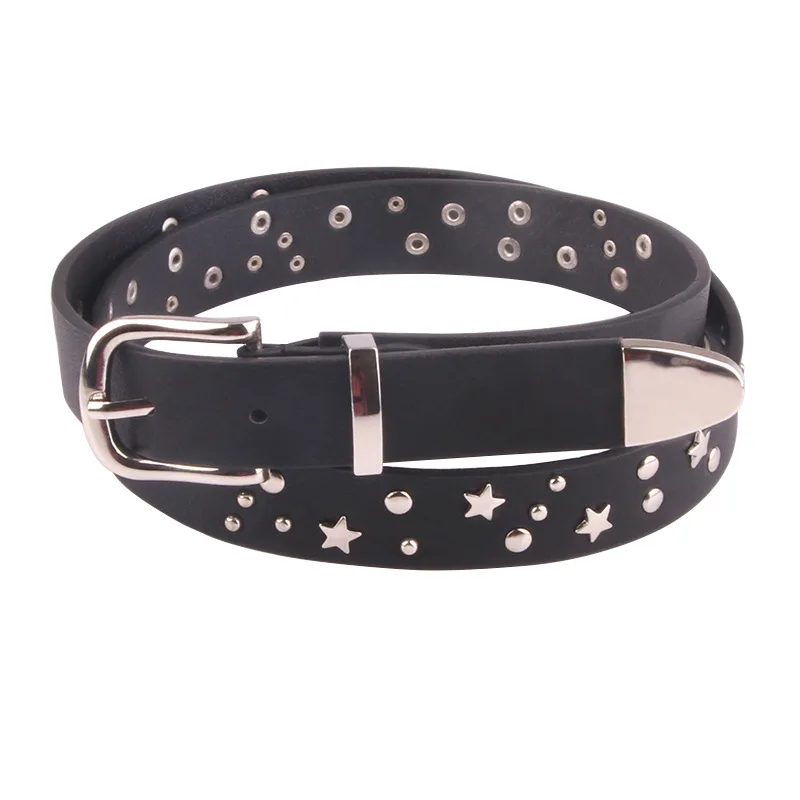 Hot Designers Female Belts Punk Rivet Black Female Belts Metal Buckle Leather Waist Belt Jeans Pants pasek damski ceinture femme