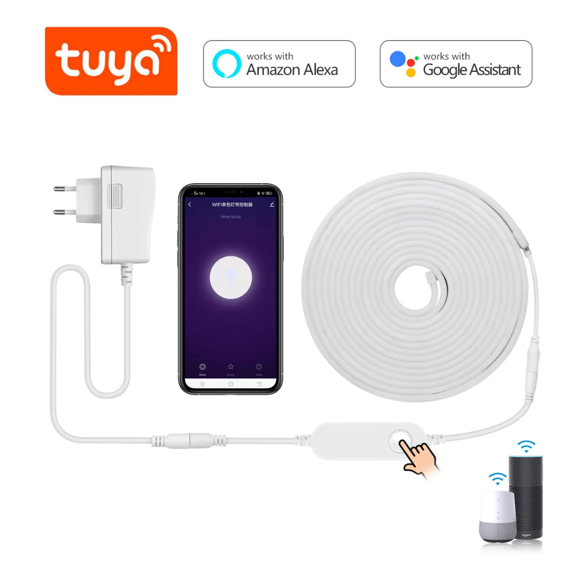 Светодиодная неоновая лента Tuya Smart Life с управлением через приложение Wi-Fi 12 В для