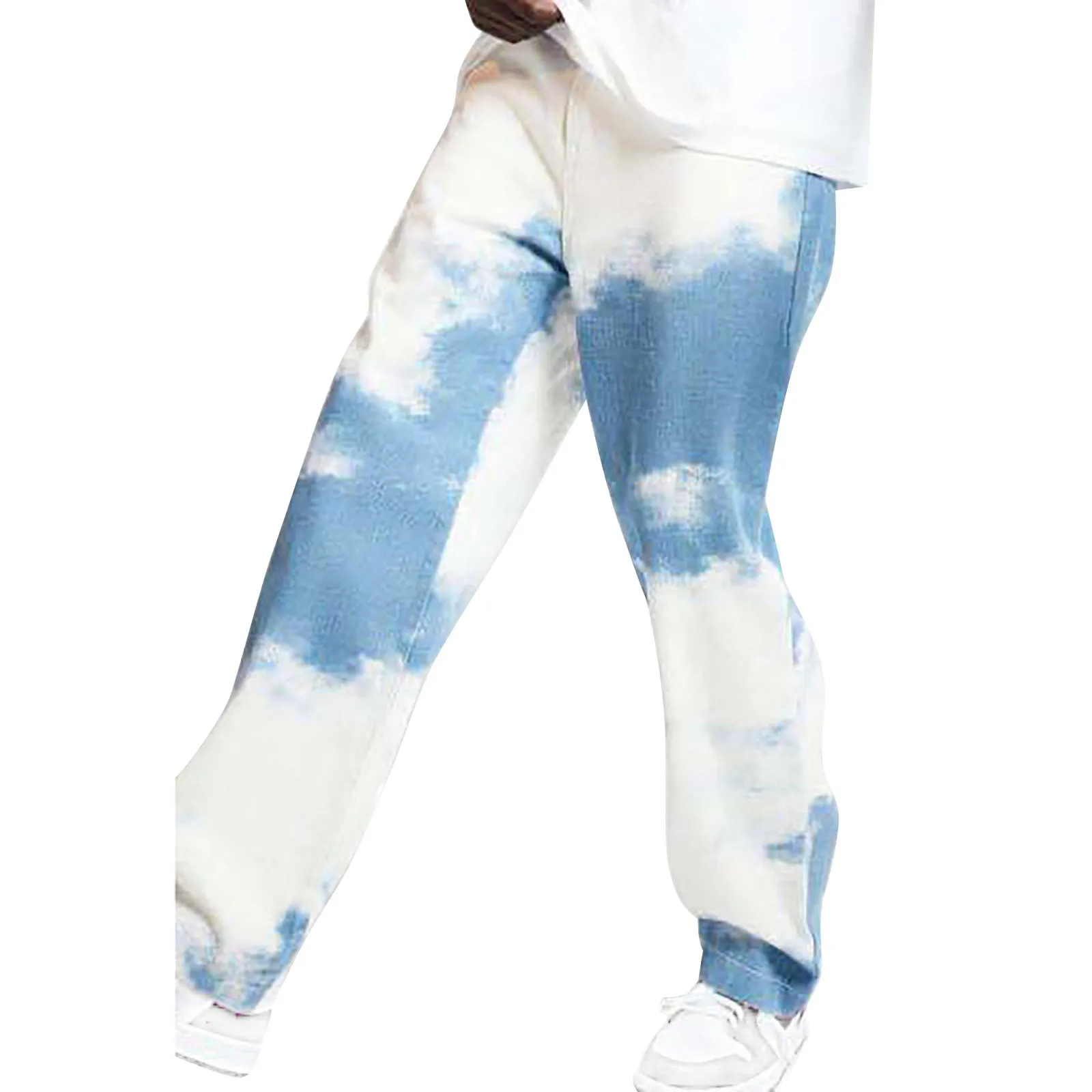 2021 Men's Fashion Casual Jeans Patchwork Loose Printed Straight Jeans High Quality Comfy Simple Daily Jeans Fast Free Shipping 1