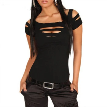 

Solid One Size Women Short sleeve Hallow Out Blouse Top